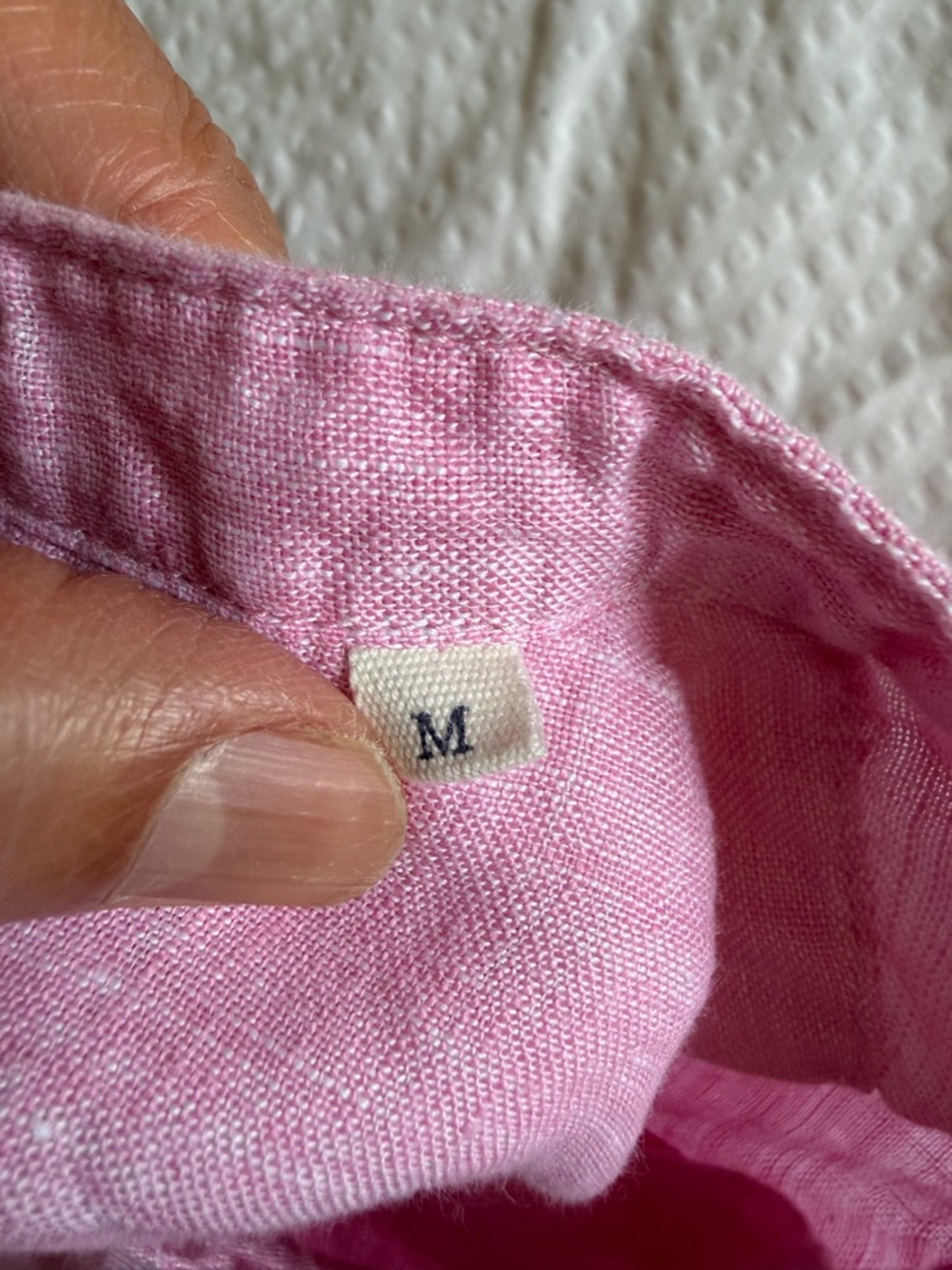 Blue coast 100% linen Men's Pink mandarin Collar shirt - Picture 5 of 8
